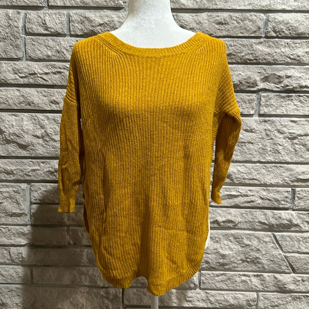 Mustard yellow circle hem sweater